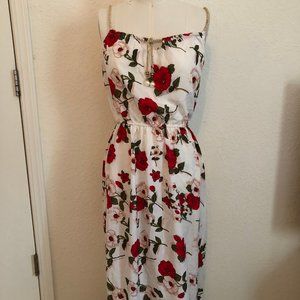 Pink and Red Flower | Empire Dress | Rope Strap
